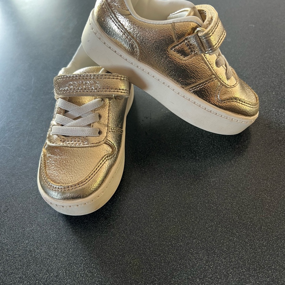 Gold Kids Shoes with Velcro Strap